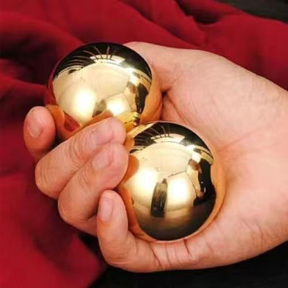 Copper Baoding Balls Set, 2 Inches Chinese Health Balls, Metal Stress Relief Hand Massage Balls No Chime for Hand Exercise, Hands Therapy - size: 2 inches