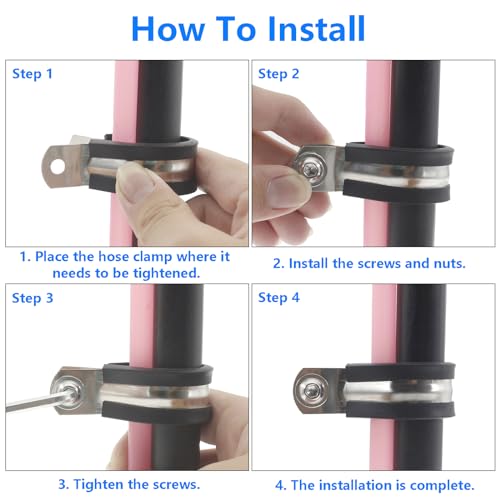 Rubber U Clamps,Two Hole U-Tube Strap Clamp Set,SAFYY EPDM Rubber Cushioned Insulated Clamp Rubber Lined Mounting U Brackets,U Shaped Pipe Tube Wire Clamps Clips Conduit Clamps (M48|2-7/8",10PCS) - size: M48|2-7/8",10PCS