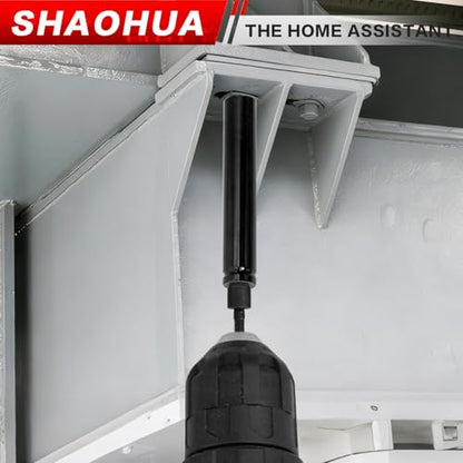 3/4"(19mm) Nut Driver 6" & 12", Deep Nut Runner Hollow Socket with 1/4" Hex Shank Adapter, 1/2" Drive 3/4 Socket for Ceiling Long Threaded Rod Bolts, Ductwork, 2 Lengths for Overhead Fastening - size: A. 3/4(19mm) 6" 12"