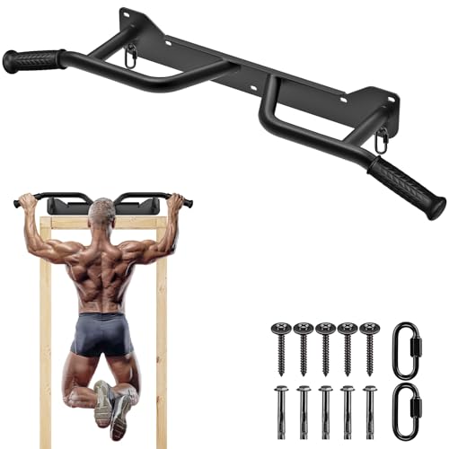 SELEWARE Heavy Duty Welded Pull Up Bar, Versatile Doorway Wall Mount, Joist Mounted, and Ceiling Mounted Chin Up Bars, Thick Metal Sturdy Construction for Full Body Workouts Support 500 lbs - color: D1: Black Wall Mount Pull Up Bar