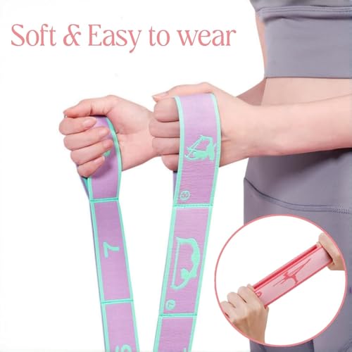 Multi-Loop Stretch Band - Yoga, Pilates, Ballet, and Physical Therapy Stretching Strap for Flexibility, Leg Stretching, and Exercise - Durable Stretching Equipment - color: Light Pink - 12 Loops