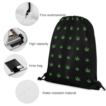 Swim Drawstring Bag Waterproof Sports Backpack for Beach Gym Training Gear Storage Lightweight Unisex Sackpack, Weedleaf Pattern Bags - color: Picture (39)