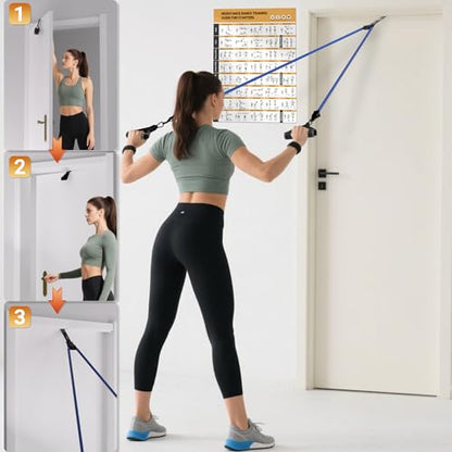 Readaeer Resistance Bands, Exercise Bands for Working Out with Handles | Resistance Bands with Handles, Door Anchor for Home Gym Full Body Strength Training, Muscle Tone, Yoga - size: 25-300LBS