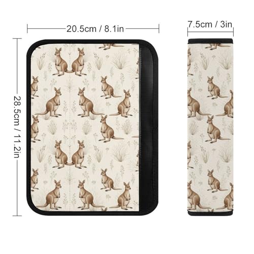 2PCS Watercolor Cute Kangaroo Car Seat Straps Shoulder Pads Soft Padded Seat Belt Cushion for Adult Use, Car Seats Pushchair Strollers High Chair Pushchair, Anti-Slip Pad - color: Pattern 818