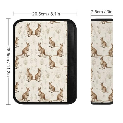 2PCS Watercolor Cute Kangaroo Car Seat Straps Shoulder Pads Soft Padded Seat Belt Cushion for Adult Use, Car Seats Pushchair Strollers High Chair Pushchair, Anti-Slip Pad - color: Pattern 818