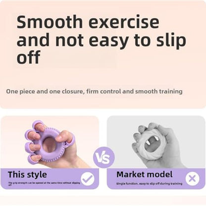 2-in-1 Silicone Hand & Finger Strengthener - Grip Exerciser for Wrist Pain Relief, Carpal Tunnel, Trigger/Mallet Finger - Desk Exercise Equipment for Office & Home Use