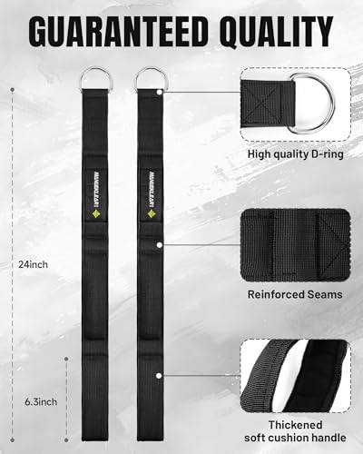 MANUEKLEAR 3 Grip Lengths in 1 Tricep Rope Cable Attachment with Ergonomic Handles, Greater ROM for Tricep Push Down Attachment Professional Gym Rope for Overhead Extension - color: Black 2pcs