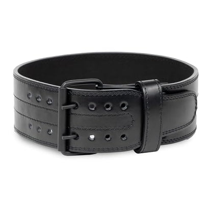 Gymreapers Weightlifting Belt 6MM Genuine Leather - Double Prong Power Belt Heavy Duty 4-Inch Wide - Strong, Stabilizing Back Support For Deadlifts, Squats Powerlifting - size: Medium