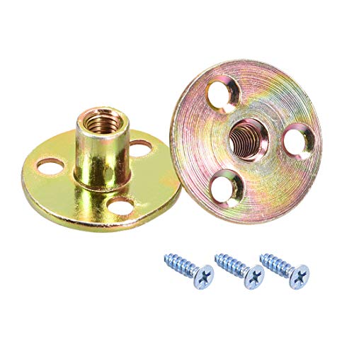 uxcell M8 Brad Hole Tee Nut Carbon Steel T-Nuts Furniture Hardware Flange Insert Female Thread with Screws 10pcs - size: M8