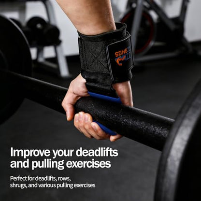 Weight Lifting Hooks (Pair), Heavy Duty Wrist Straps for Weightlifting, Hand Grip Support Lifting Hooks for Weight Lifting, Deadlifts, Pull Ups, Rows & Shrugs - color: Blue