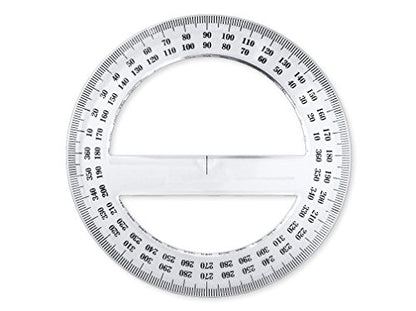 Pack of 24, 360-degree Protractor, 12.5cm (4.92") Diameter, Crystal Clear