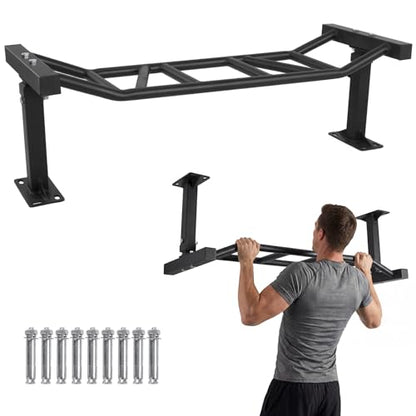 47 Inch Ceiling Mounted Pull Up Bar, Heavy Duty Ceiling Hanging Strength Training Pull Up Bar, Adjustable Height Fitness Trainer for Home Gym Chin Ups & Body Stretching