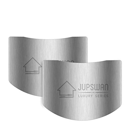 Jupswan Finger Guards for Cutting Kitchen Tool Stainless Steel Finger Guard Finger Protector Avoid Hurting When Slicing and Dicing 2 Pack - color: Silver
