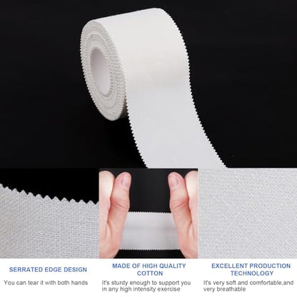 CHMI Athletic Tape,White Sports Tape (64 Pack), 640 Yards Rolls Very Strong Easy Tear NO Sticky Residue Best Tape for Gymnastics Climbing Bat Injuries Medical (1.5 Inch X 640 Yards).