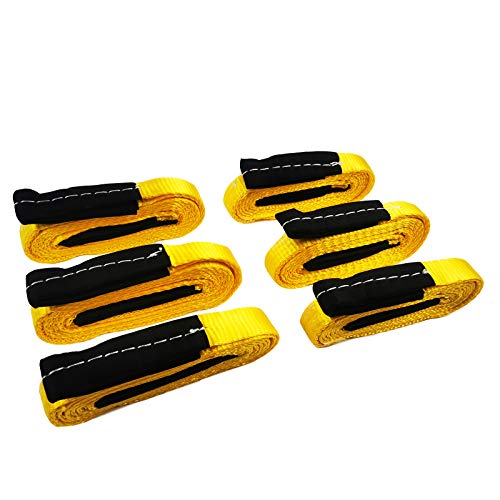 6 Pcs Lift Sling Straps 1" x8' Heavy Duty Lifting Sling Web Town Strap with 2 Reinforced Loops,5000lbs Break Strength,Wear Guard End