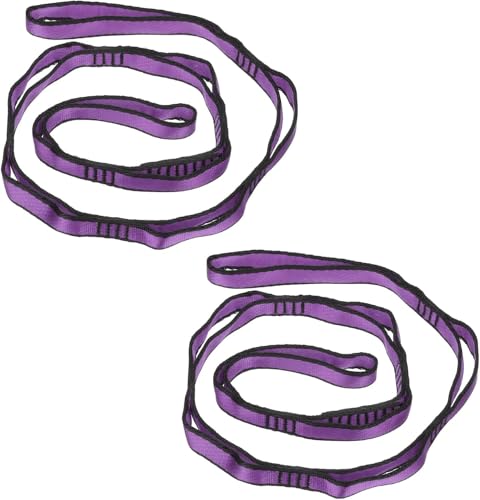 2pcs Nylon Daisy Chain 6 Loop Adjustable Multipurpose Strap Rope 25kN Strong Climbing Straps 43 Inches for Yoga Swing Yoga Hammock Trapeze Ceiling Anchors Daisy Chains - color: Purple