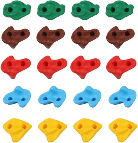 HYGRAD BUILT TO SURVIVE 20pc Rock Wall Climbing Holds for Kids - DIY Climbing Set Indoor & Outdoor Playground Accessories Wall Climbing Play Set