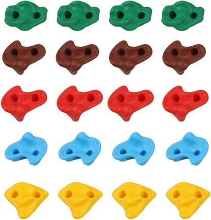 HYGRAD BUILT TO SURVIVE 20pc Rock Wall Climbing Holds for Kids - DIY Climbing Set Indoor & Outdoor Playground Accessories Wall Climbing Play Set
