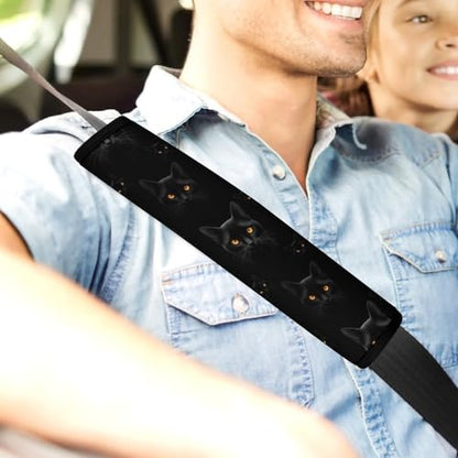 2 Pack Gothic Black Cat Car Seat Belt Pad Breathable Shoulder Harness Cover for Adult Use, Stroller Pushchair High Chair, Pressure Relief - color: Pattern 670