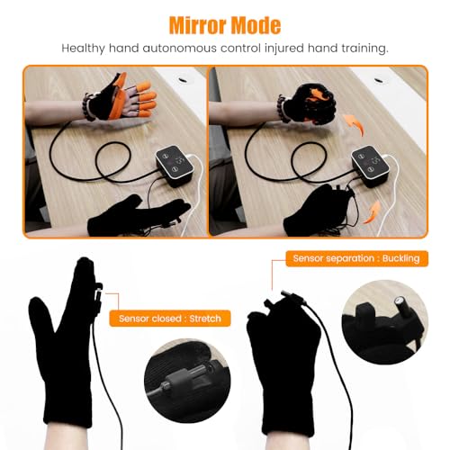 Rehabilitation Robot Gloves, Finger Exerciser for Stroke Recovery Hand Glove Equipment Hand Function Rehabilitation (Orange Right Hand M) - size: Right Hand M