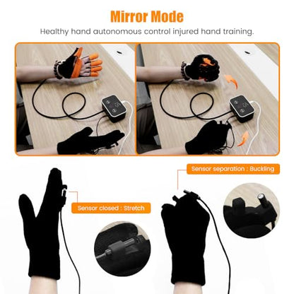 Rehabilitation Robot Gloves, Finger Exerciser for Stroke Recovery Hand Glove Equipment Hand Function Rehabilitation (Orange Right Hand 2X-Large) - size: Right Hand 2X-Large