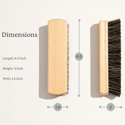 Konex Handcrafted Wooden Shoe Brush with Polished Finish - Shoe Cleaning Brush with Mix Horsehair and Tampico Bristles - Premium Shoe Brushes for Cleaning by Konex - color: Varnished
