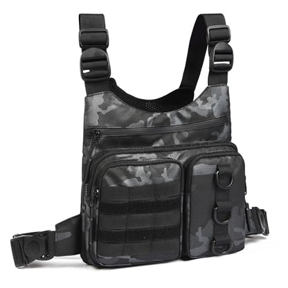 Criuage Outdoor Chest Bag for Men, Lightweight Adjustable Running Vest, Water Resistant EDC Chest Pack with Water Bottle Pocket, Breathable Back Pad for Hiking Cycling Fishing Travel (Camo) - color: Camo