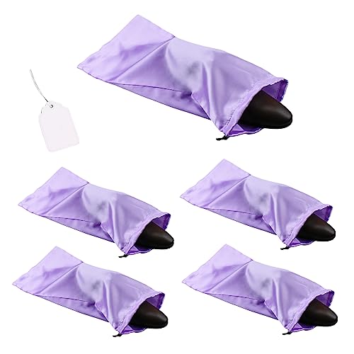 GONGKANGYUAN 4 Pack Shoe Bags for Travel Satin Fabric Shoe Bag with Drawstring for Men Women Travel Protecting Storing Shoes (Violets) - color: Purple