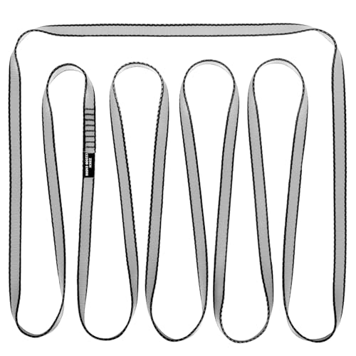 18mm Nylon Climbing Sling Runner, 23KN CE2008/EN566 Certified | Durable Nylon Webbing Straps for Rock Climbing, Anchoring, Hammocks & Outdoor Adventures - color: Gray, size: 240cm/ 94inch|Single Unit