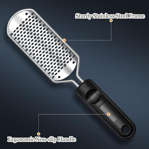 Foot Files Foot Scrubber Pedicure, Stainless Steel Callus Remover for Feet, Professional Foot Grater Rasp Scraper to Hard Skin Corns for Dry and Wet Fee - style: 1X Foot Files(Brown)