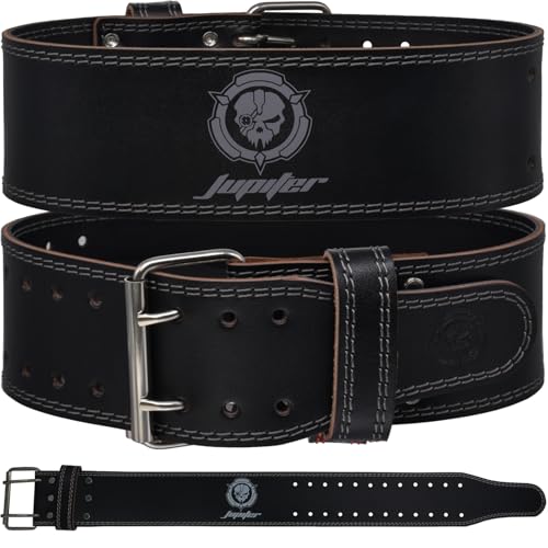 Weight lifting Belt (6mm Thick) - Genuine leather, offering back support. Double-pronged buckle, ideal for weightlifting, powerlifting, squats and deadlifts - color: Grey, size: Small
