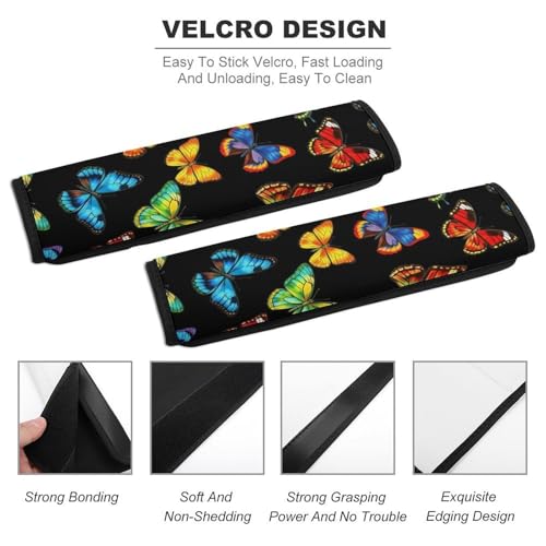 2 Pack Breathable Car Seat Straps Shoulder Pads for Adults and Children, All Vehicles, Beautiful Butterfly Colorful Harness Pads Strap, Pressure Relief - color: Pattern 542