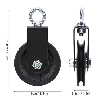 Asixxsix Pulley Wheel, 360 Degree Rotation Silent Bearings 200 Kg Load Capacity Gym Pulley, ABS Alloy Cable with Metal Bracket for Home Gym DIY System Cable Machine Tricep Bicep