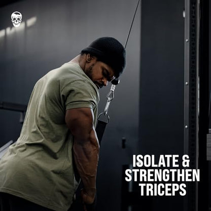 Gymreapers Tricep Rope Cable Attachment - Multi-Workout Tricep Pull Down Cable Attachment - Perfect Gym Cable attachments (3 Lengths Built in One) - color: Black, size: Tricep Rope - 19"