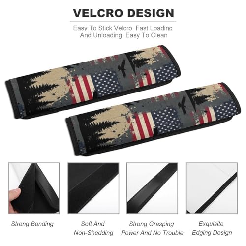 2PCS Breathable Seat Belt Cover for Adults and Children, Most Cars, Bald Eagle American Flag Eagles Shoulder Harness Cover, Shock Absorption - color: Pattern 241