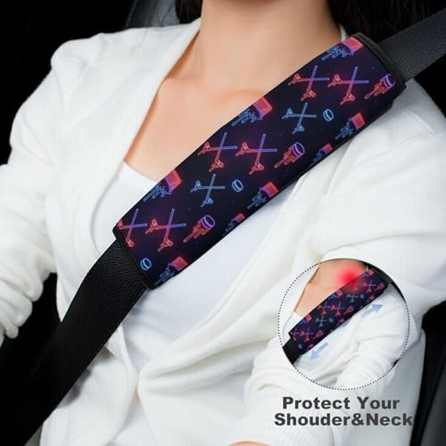 Universal Soft and Comfortable Neon Hockey Drip Seat Belt Cover for Kids, Most Cars, 2 Piece Seat Belt Covers Cushion Shock Absorption - color: Pattern 293