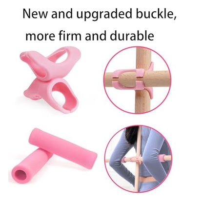 2PCS Yoga Rod Stick Set,Portable Pilates Bar Open Back Corrective Hump Round Wooden Stretching Tool with Buckle for Martial Artists Dancers Gymnasts - size: 23.6x0.8Inch
