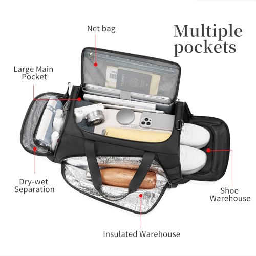 reeyee 40L Travel Duffle Bag for Men, Authentic Cordura Waterproof Gym Bag with Shoe Compartment & Wet Pocket, 3-in-1 Convertible Weekender Carry On Backpack for Sports, Hiking & Camping
