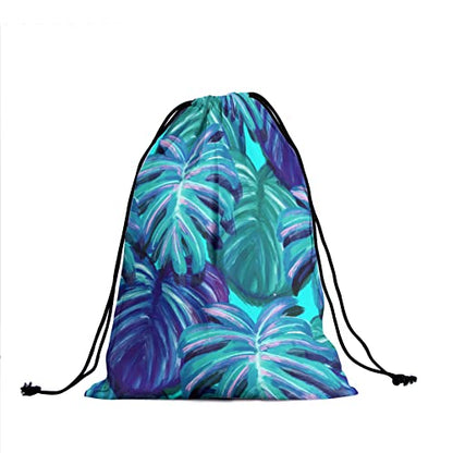 Gymnastics Grip Bag for Gymnasts Gymnastic Drawstring Bag Gym Athlete Bag - color: Blue Palm Leaf, size: 9.25" x 12" (Pack of 1)