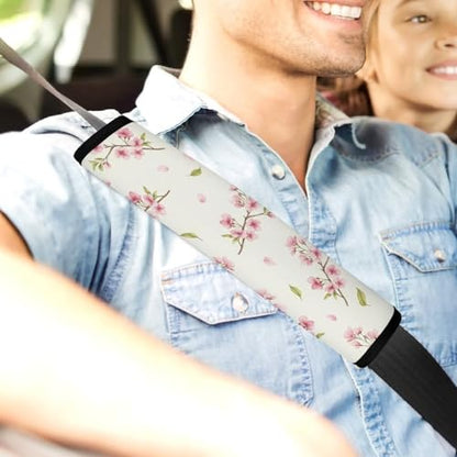 2PCS Pink Cherry Flower Blossom Watercolor Flowers Car Seat Straps Shoulder Pads Soft Padded Seat Belt Cushion for Adult Use, Car Seats Pushchair Strollers High Chair Pushchair, Anti-Slip Pad - color: Pattern 332