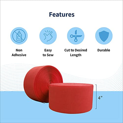 Envirolite Hook Fastener | 4" Wide, 42' Long | Gymnastics and Cheer Mat Tape | Nylon Hook for Carpet Bonded Foam Seams - Red - style: Red