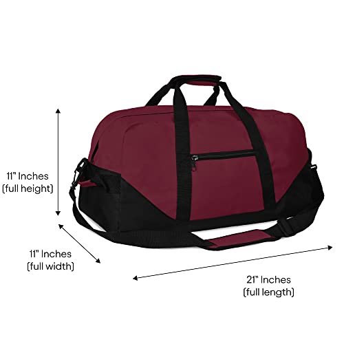 21" Large Duffle Bag with Adjustable Strap - color: Maroon