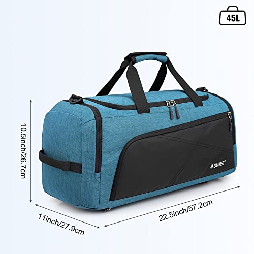 G4Free 45L/60L 3-Way Duffle Backpack Gym Bag with Wet Pocket & Shoes Compartment Sports Travel Weekender Overnight Duffel Bag | with Wet Pocket, Weekender Overnight Duffel Bag, Peacock Blue - color: Peacock Blue, size: 45L