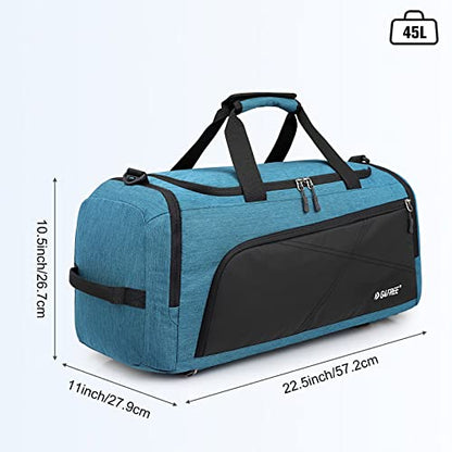 G4Free 45L/60L 3-Way Duffle Backpack Gym Bag with Wet Pocket & Shoes Compartment Sports Travel Weekender Overnight Duffel Bag | with Wet Pocket, Weekender Overnight Duffel Bag, Peacock Blue - color: Peacock Blue, size: 45L