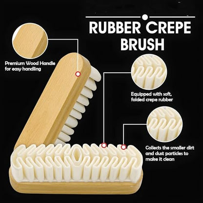Crepe Suede Rubber Brush for Cleaning Snow Boots – 2025 Upgrade No Water Needed, Wood Handle for Dry Cleaning & Maintaining Suede & Nubuck Leather – Gentle & Effective for Boots, Shoes, Sneakers