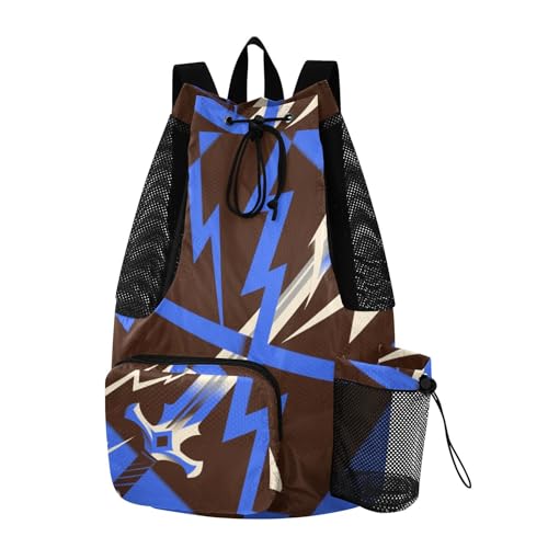 Drawstring Climbing Gym Bag With Water Bottle Holder Drawstring Bags For Men Women with Wet Dry Compartments Abstract Art Lighting Blue Black