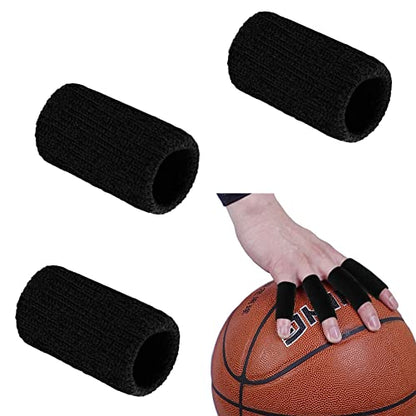 Honkenda 20 Pack Finger Sleeves Protectors for Basketball Tennis Baseball Badminton Volleyball, Sport Elastic Compression Splints Thumb Sleeves for Pain Relief Arthritis Trigger Finger (Blue Black)