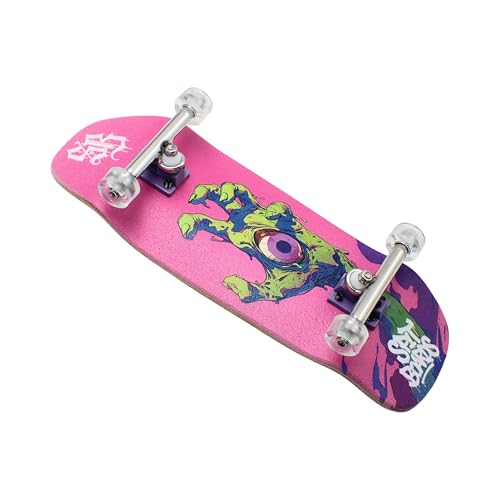 SPITBOARDS® 34mm Fingerboard Oldschool Cruiser Pro Complete Setup, Pre-Assembled 5-Layer Wood, Pro Trucks, Soft Urethane 60D Bearing Wheels, Real-Wear Graphics, Lasered Foam Tape 'Slimey Hand' - color: Slimey Hand