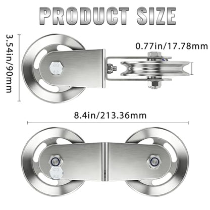 Swivel Dual Pulleys 360°Rotation Roller Reinforced double pulley Wheel for Home DIY Gym Pulley System Cable Machines fly machines Silent Bearing Swivel Groove Wheel Pull Down Attachment Weight Lifting - color: Silver