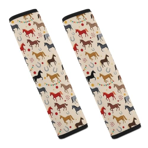 Soft Padded Seat Belt Cover for Girls and Boys, Stroller Pushchair High Chair, 2 Piece Beige Horse Shoulder Protector Anti-Slip Pad - color: Pattern 940